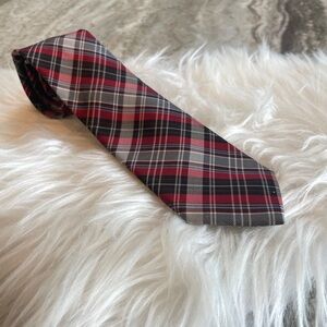 Ben Sherman Plaid Tie in Red, Black and Gray